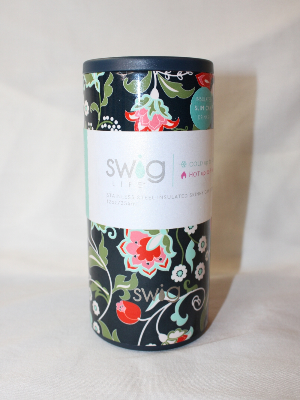 Swig Life Floral Stainless Steel Skinny Can Cooler